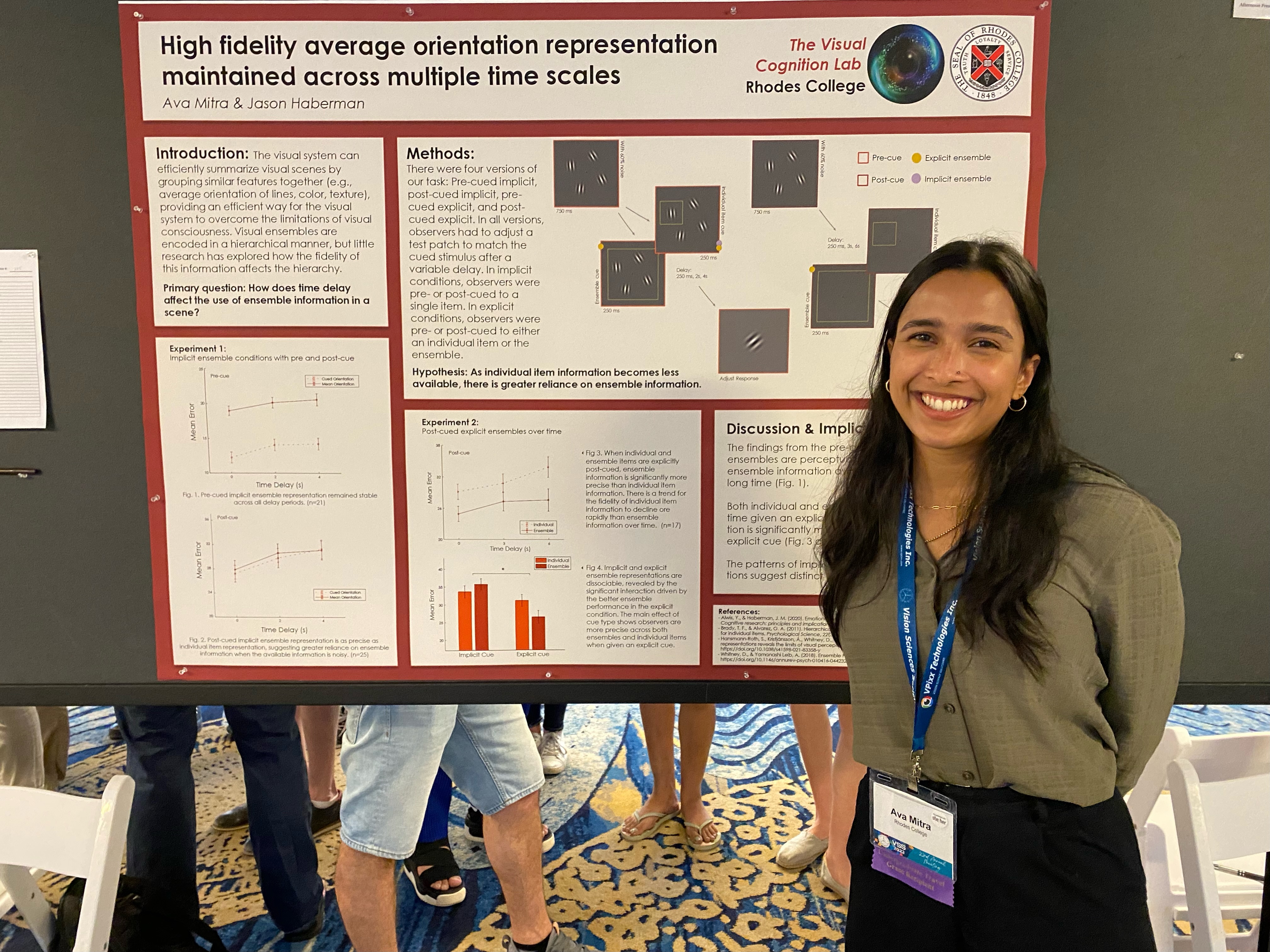 Ava Mitra presenting research at the Vision Sciences Society meeting