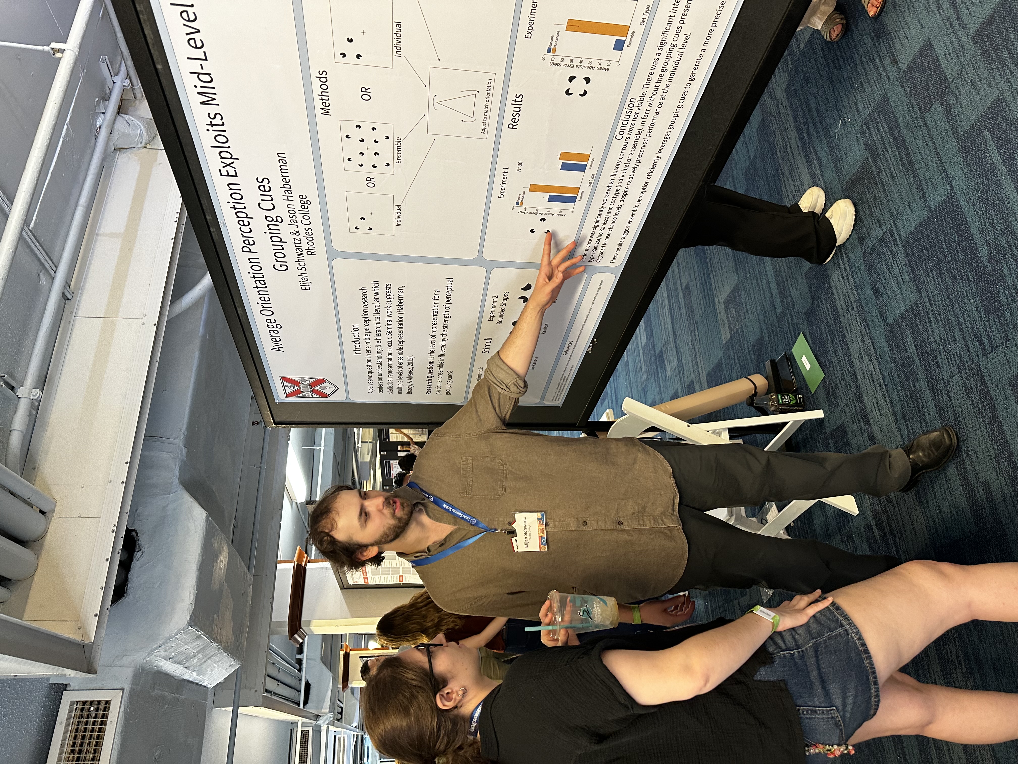 Eli Schwartz presenting research on ensemble perception and illusory contours at VSS 2026