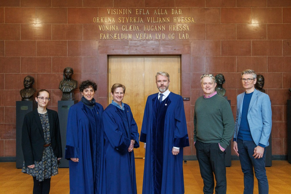 Jason Haberman and colleagues at a doctoral defense at the University of Iceland